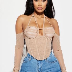 Mesh top corset off shoulder
